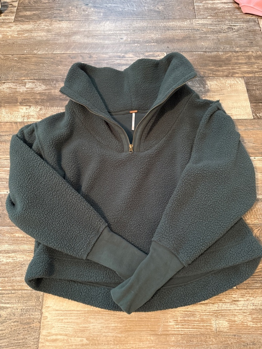 Free People Olive Green Sherpa Half-Zip Pullover